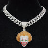 Men Women Hip Hop Movie Clown Pendant Necklace 13MM Crystal Cuban Chain HipHop Iced Out Bling Necklaces Charm Jewelry