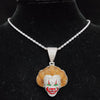 Men Women Hip Hop Movie Clown Pendant Necklace 13MM Crystal Cuban Chain HipHop Iced Out Bling Necklaces Charm Jewelry