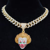 Men Women Hip Hop Movie Clown Pendant Necklace 13MM Crystal Cuban Chain HipHop Iced Out Bling Necklaces Charm Jewelry