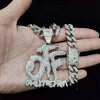 Men Women Hip Hop ONLY THE FAMILY Letter Pendant Necklace with 13mm Miami Cuban Chain Iced Out Bling Necklaces Hiphop Jewelry