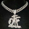 Men Women Hip Hop ONLY THE FAMILY Letter Pendant Necklace with 13mm Miami Cuban Chain Iced Out Bling Necklaces Hiphop Jewelry