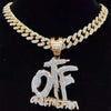 Men Women Hip Hop ONLY THE FAMILY Letter Pendant Necklace with 13mm Miami Cuban Chain Iced Out Bling Necklaces Hiphop Jewelry
