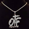 Men Women Hip Hop ONLY THE FAMILY Letters Pendant Necklace with 13mm Miami Cuban Chain Iced Out Bling HipHop Necklaces Jewelry