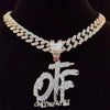 Men Women Hip Hop ONLY THE FAMILY Letters Pendant Necklace with 13mm Miami Cuban Chain Iced Out Bling HipHop Necklaces Jewelry