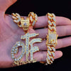 Men Women Hip Hop ONLY THE FAMILY Letters Pendant Necklace with 13mm Miami Cuban Chain Iced Out Bling HipHop Necklaces Jewelry