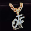 Men Women Hip Hop ONLY THE FAMILY Letters Pendant Necklace with 13mm Miami Cuban Chain Iced Out Bling HipHop Necklaces Jewelry
