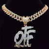 Men Women Hip Hop ONLY THE FAMILY Letters Pendant Necklace with 13mm Miami Cuban Chain Iced Out Bling HipHop Necklaces Jewelry