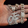 Men Women Hip Hop ONLY THE FAMILY Letters Pendant Necklace with 13mm Miami Cuban Chain Iced Out Bling HipHop Necklaces Jewelry