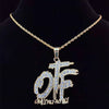 Men Women Hip Hop ONLY THE FAMILY Letters Pendant Necklace with 13mm Miami Cuban Chain Iced Out Bling HipHop Necklaces Jewelry
