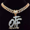 Men Women Hip Hop ONLY THE FAMILY Letters Pendant Necklace with 13mm Miami Cuban Chain Iced Out Bling HipHop Necklaces Jewelry