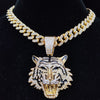 Men Women Hip Hop Tiger Pendant Necklace with 13mm Miami Cuban Chain Iced Out Bling HipHop Necklaces Charm Jewelry