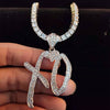 Men Women Hip Hop XO Letters Pendant Necklace with 4mm Zircon Tennis Chain Iced out Bling Necklaces HipHop Jewelry