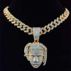 Men Women Hip Hop XXXtentacion Pendant Necklace with 13mm Miami Cuban Chain Iced Out Bling HipHop Necklaces Jewelry