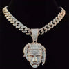Men Women Hip Hop XXXtentacion Pendant Necklace with 13mm Miami Cuban Chain Iced Out Bling HipHop Necklaces Jewelry