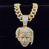 Men Women Hip Hop XXXtentacion Pendant Necklace with 13mm Miami Cuban Chain Iced Out Bling HipHop Necklaces Jewelry