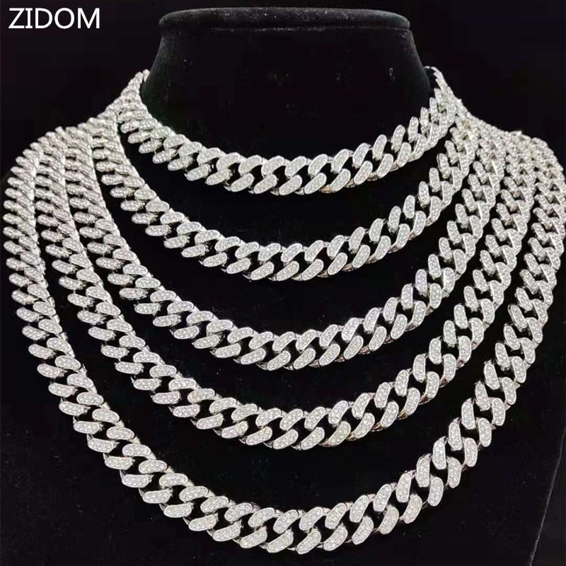 Men Women Hip hop Iced Out Bling chain Necklace 13mm Miami Cuban Chains HipHop Necklaces  Charm Jewelry