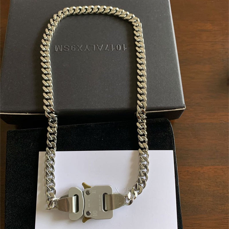 Men Women Skateboard ALYX Hero Chain Necklace  Titanium Metal Buckle 1017 ALYX 9SM Necklace Chain Link Accessories