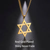 Men Women Trendy Mogan David Star Pendant Necklace Israel Jewish Stainless Steel Chain Star of David Golden Charm Choker Jewelry