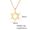 Men Women Trendy Mogan David Star Pendant Necklace Israel Jewish Stainless Steel Chain Star of David Golden Charm Choker Jewelry