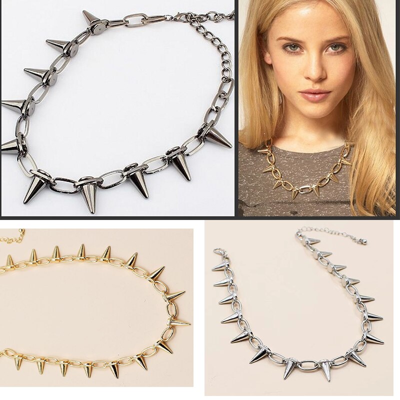 Men and women metal rivet necklace spiked sex slave sex toy retro Harajuku punk metal gothic adjustable bondage handmade club