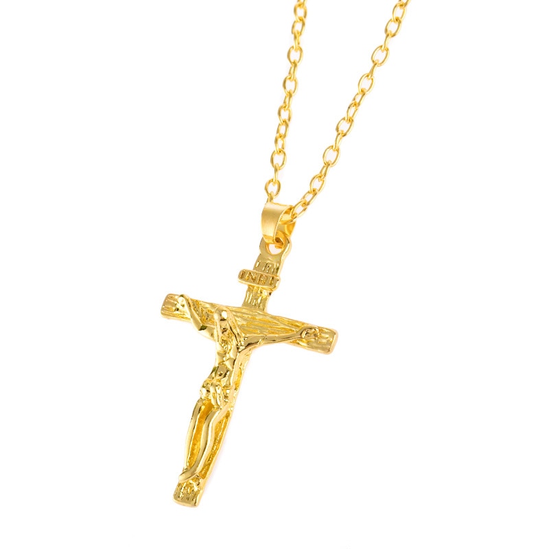 Men's Chained Christian Jewelry Gift Vintage Cross Crucifix Pendant and Golden Necklace Easter Gift парные кулоны collar hombre