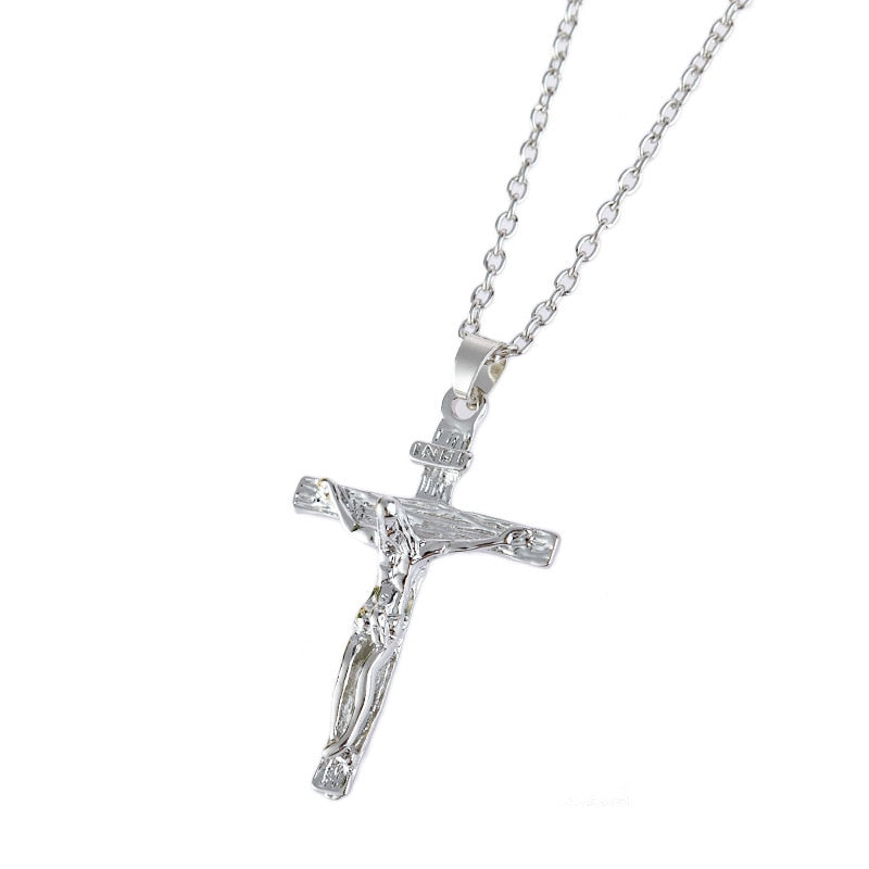 Men's Chained Christian Jewelry Gift Vintage Cross Crucifix Pendant and Golden Necklace Easter Gift парные кулоны collar hombre