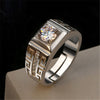 Men's Classic Retro Carved Inlaid Square AAA Zircon Open Style Ring  Jewelry (Size: Adjustable ) R0267