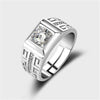 Men's Classic Retro Carved Inlaid Square AAA Zircon Open Style Ring  Jewelry (Size: Adjustable ) R0267