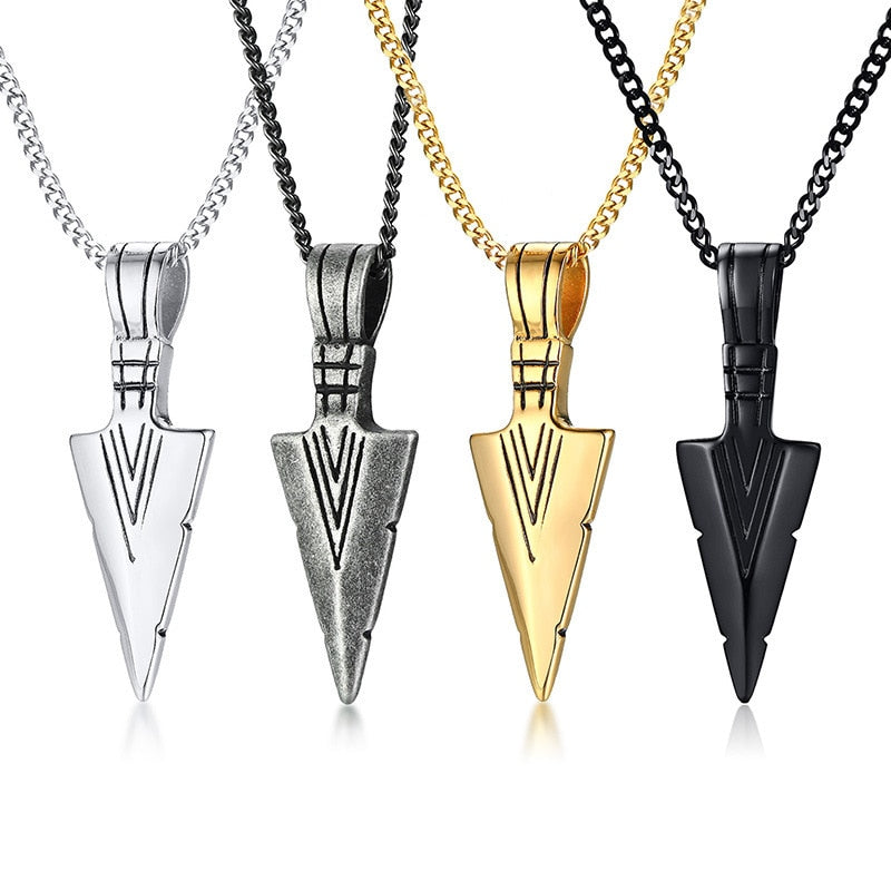 Men's Design Matte Black Long Necklace with Arrow Pendant Jewelry Chain Hip Hop Punk Rock Christmas Halloween Gift For Men Wome