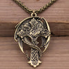 Men's Dragon Pendant Necklace Celt Vintage Metal Dragon Wing Cross Sword Punk religious guardian Gothic Necklaces Unique Design
