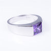 Men's Eternity 925 Sterling Silver Square natural Blue Sapphire Stone Solitaire Ring Size 8-12