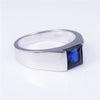 Men's Eternity 925 Sterling Silver Square natural Blue Sapphire Stone Solitaire Ring Size 8-12