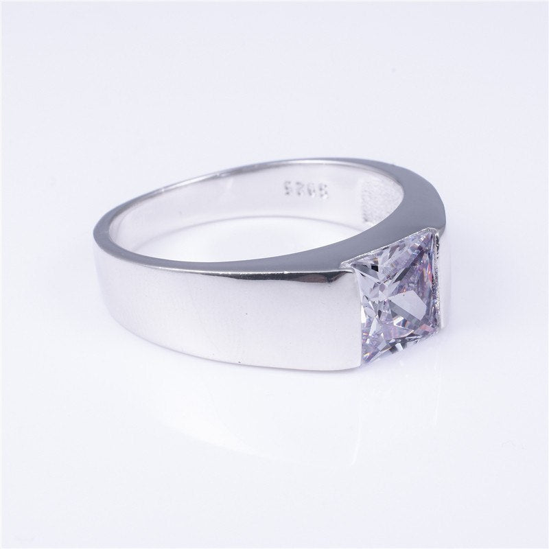 Men's Eternity 925 Sterling Silver Square natural green gemstone Stone Solitaire Ring Size 8-12