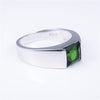 Men's Eternity 925 Sterling Silver Square natural green gemstone Stone Solitaire Ring Size 8-12