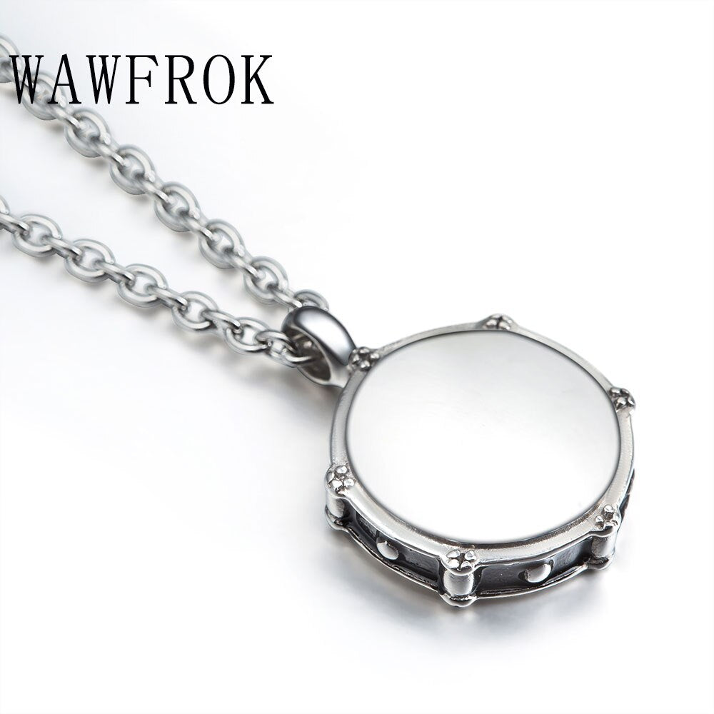 Men's Necklaces Music Los Collares Rockers Jazz Band Drum Drummers 316L Stainless Steel Chain Necklace Pendant  Jewelry