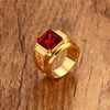 Men's Figment Ring with Red Blue CZ Stone in Gold Tone Stainless Steel Engraved Dragon Men Wedding Bands for Male Jewelry Anel