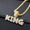 Men's Hip Hop Jewelry King Pendants Necklaces Bling Ice Out Rhinestone Gold Cuban Link Chain Letter Choker Rapper Jewelry Gifts