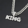 Men's Hip Hop Jewelry King Pendants Necklaces Bling Ice Out Rhinestone Gold Cuban Link Chain Letter Choker Rapper Jewelry Gifts
