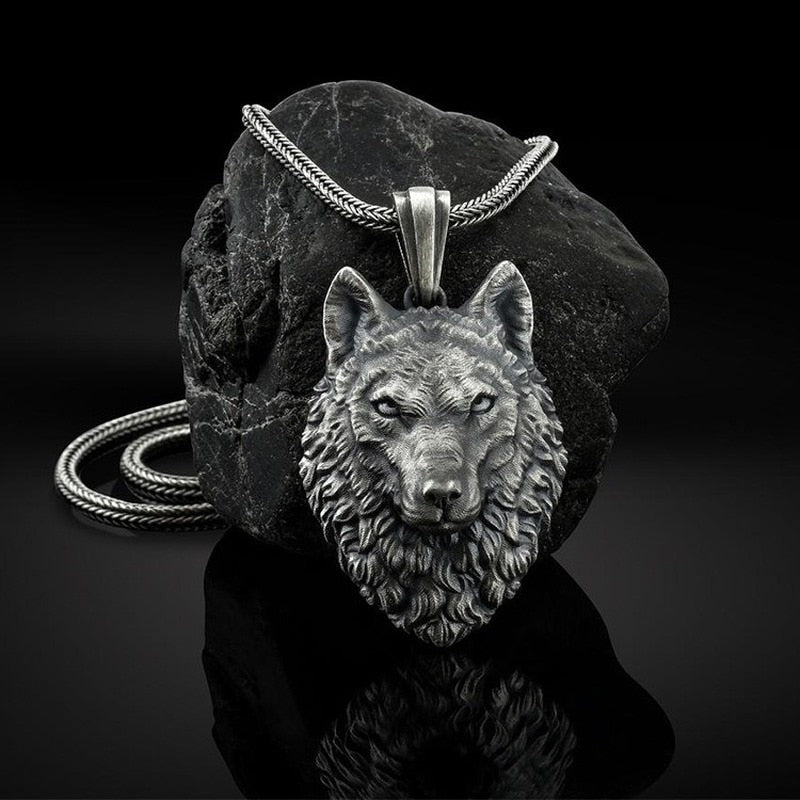 Men's Hip-hop Wolf Head Pendant Punk Animal Ins Necklace