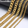 Men's Hiphop Necklace Stainless Steel Cuban Link Chain Gold Black Silver Long Necklace for Men Fashion Jewelry Gift 18-36 KNM08