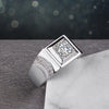 Men's Imitation Diamond Ring Platinum Plated Wedding Wide Ring Valentine's Day Gift Lovers Ring Adjustable Opening