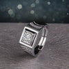 Men's Imitation Diamond Ring Platinum Plated Wedding Wide Ring Valentine's Day Gift Lovers Ring Adjustable Opening