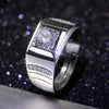 Men's Imitation Diamond Ring Platinum Plated Wedding Wide Ring Valentine's Day Gift Lovers Ring Adjustable Opening