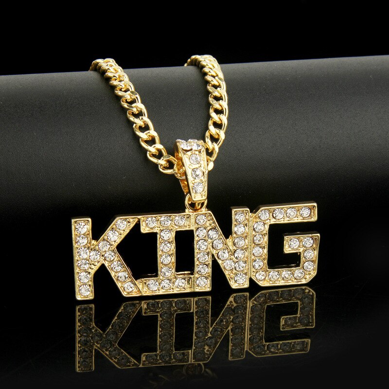 Men's Letter Crystal Necklace Punk Hip Hop Rock Full Rhinestone Digital Pendant Necklace Alloy Party Gift Jewelry  Girl