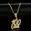Men's Letter Crystal Necklace Punk Hip Hop Rock Full Rhinestone Digital Pendant Necklace Alloy Party Gift Jewelry  Girl