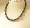 Men's Necklace Natural Coconut Pearls, Heishi Pearls in White Natural Shell and Black Wood  Beaded Surfer Necklace