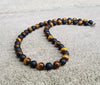 Men's Necklace Natural Coconut Pearls, Heishi Pearls in White Natural Shell and Black Wood  Beaded Surfer Necklace