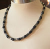 Men's Necklace Natural Coconut Pearls, Heishi Pearls in White Natural Shell and Black Wood  Beaded Surfer Necklace