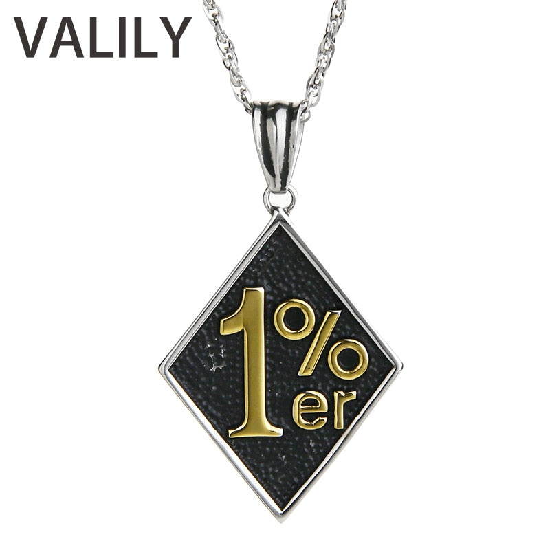 Men's Punk Rock Gothic 1%ER Vintage Club Pendant Necklace,Stainless Steel Fashion Vintage Necklace with 23 inch Chain