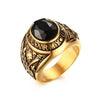 Men's Retro Army Rings Free Gift Box Large Black Stone Army National Guard Rings for Men Party Jewelry RC-305